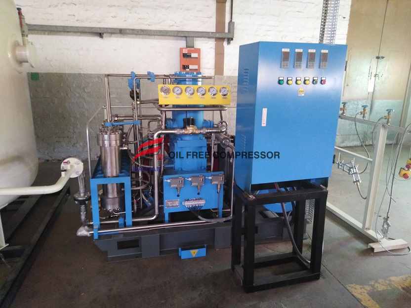 Pendingin Udara 80NM3 150bar Kompresor Oksigen Bebas Minyak Tekanan Tinggi 
